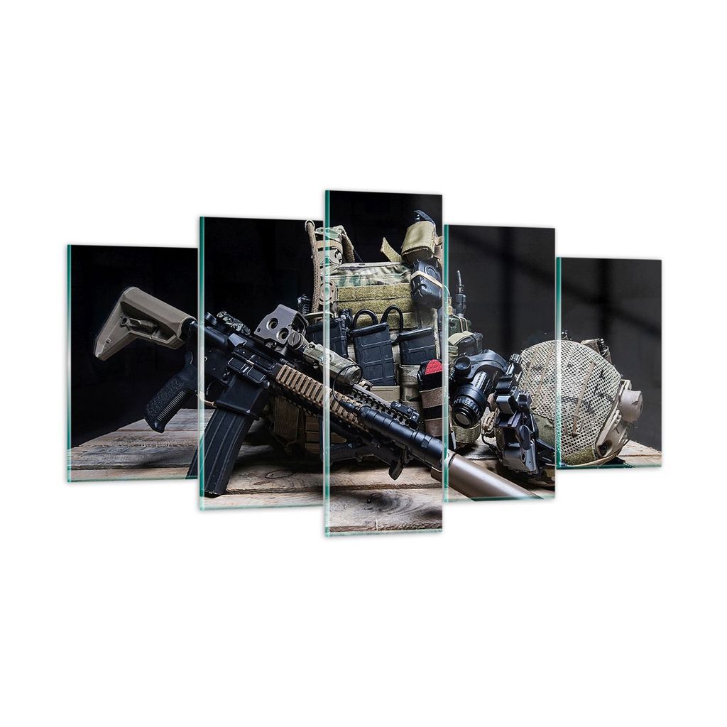 Bilder auf glas - Militaria Gewehr - 160x85cm - Glasbilder - Wandbilder - Kunstdruck - zum Aufhängen bereit - Wanddekoration aus Glas - Glas Bilde...