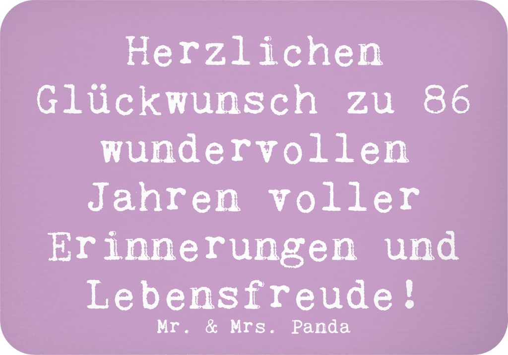 Mr. & Mrs. Panda magnet Spruch 86. Geburtstag - Lavendeltraum - Geschenk, whiteboardmagnet, zettelhalter, Liebe, Wertschätzung, Weisheit, Kühlsch...