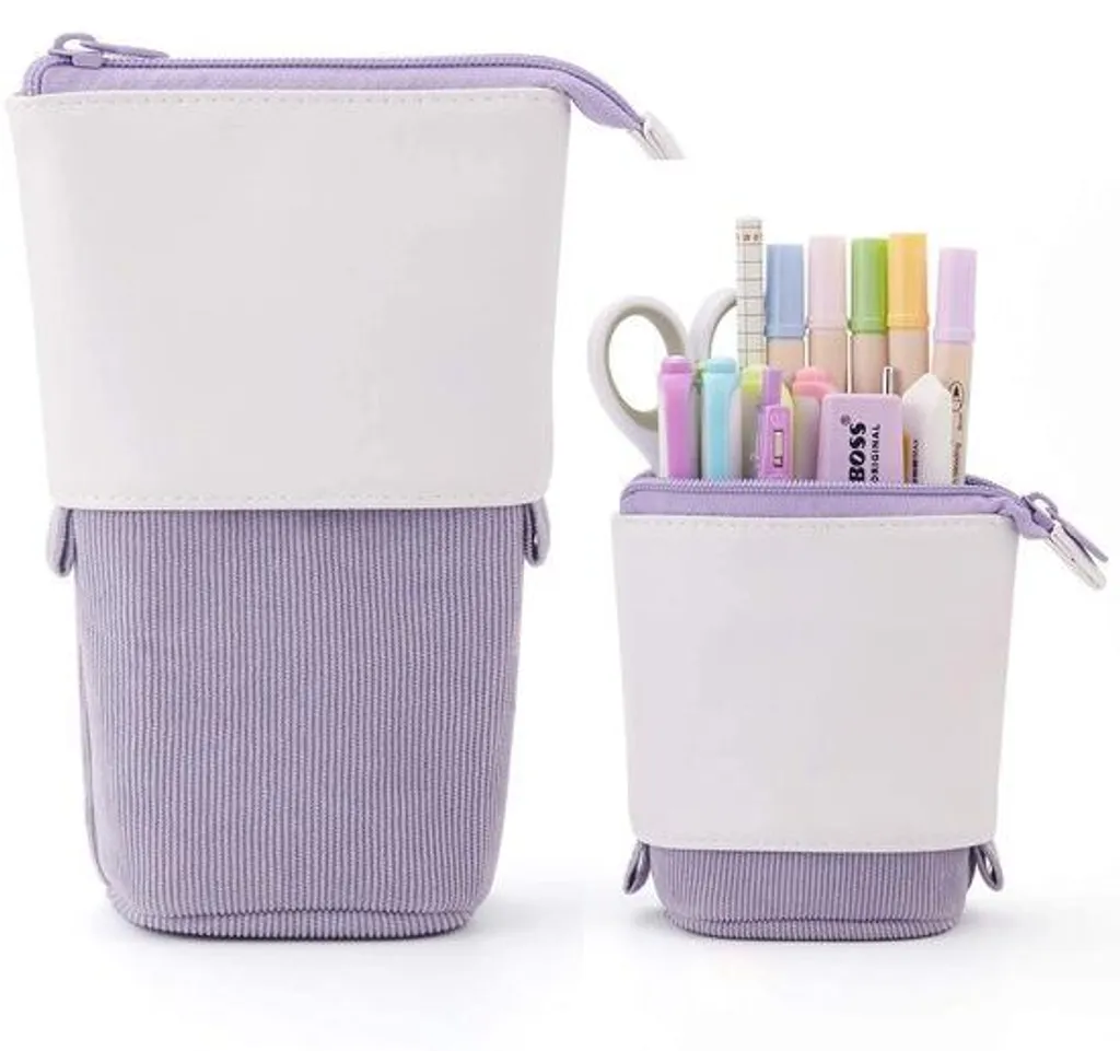 Trousse 2-en-1 avec boucle et porte-crayons vertical pour écoliers