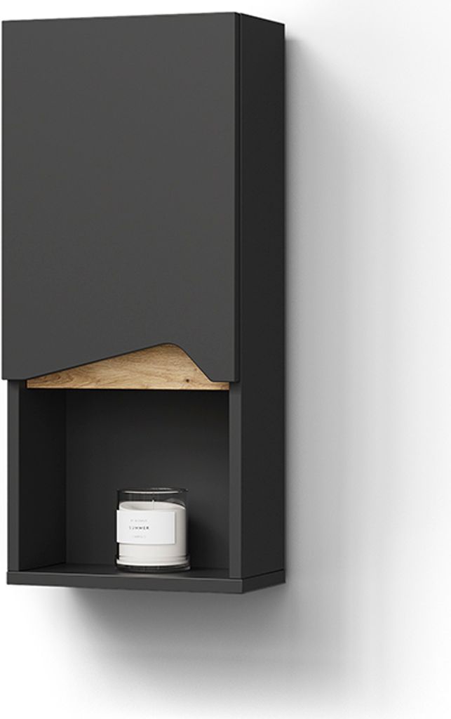 Badschrank Livinity Timavo Anthrazit 30 x 67 cm mit Tür und offenem Fach, Model 52974