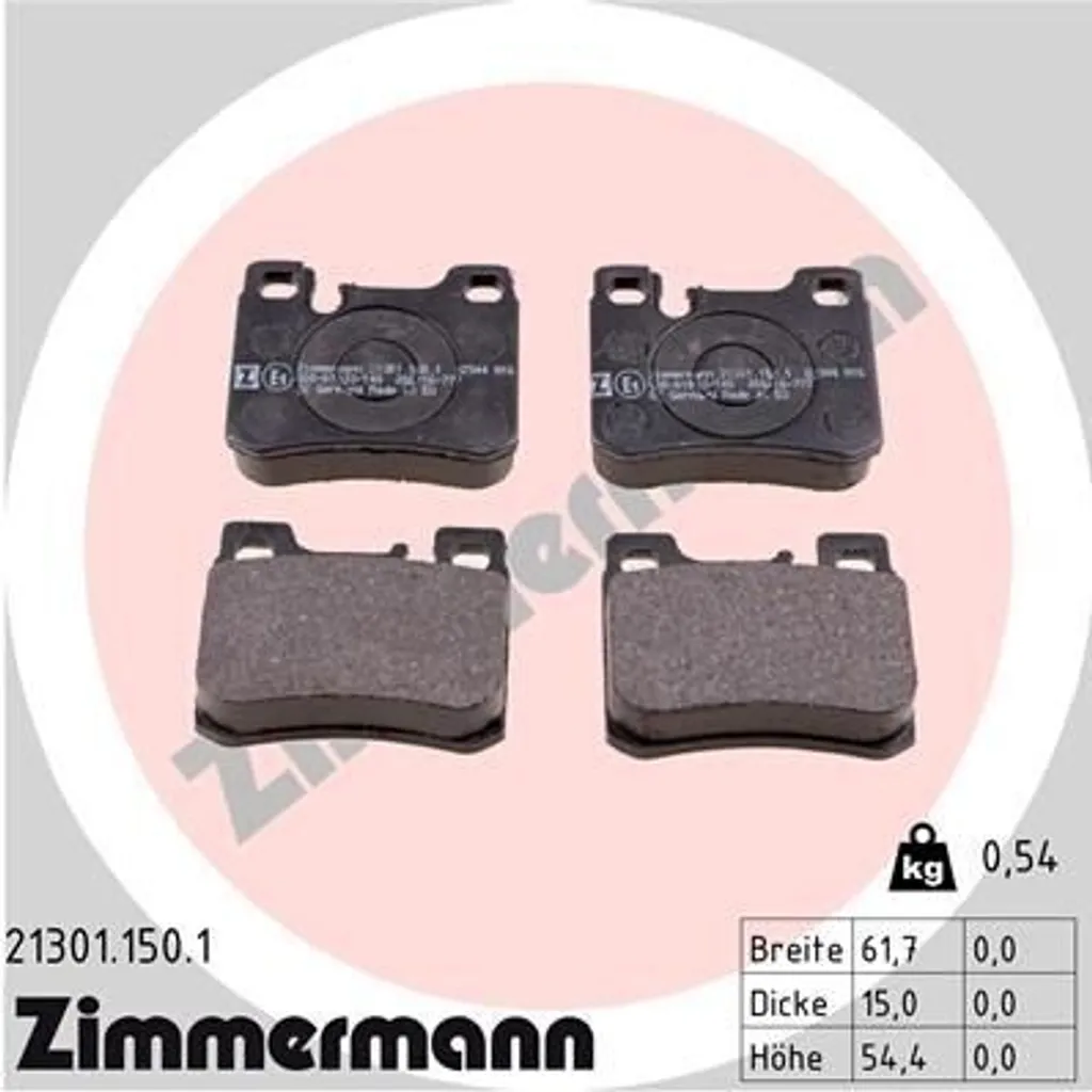 Kit Freinage Mercedes W124 W202 : Plaquettes Zimmermann 21301.150.1