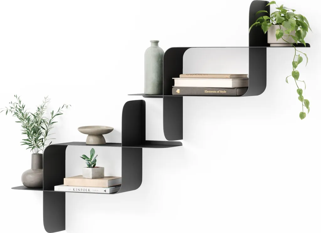 Étagère Murale Métal Noir Umbra Montage 61x46 cm avec Rangement Modulable