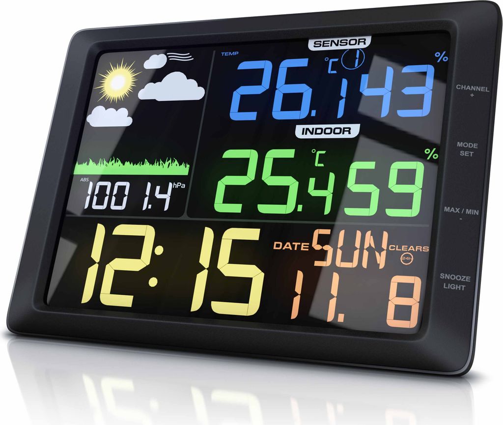 Bearware Wetterstation mit Außensensor, LCD Farbdisplay, Wettervorhersage, Luftdruck, Temperatur uvm.