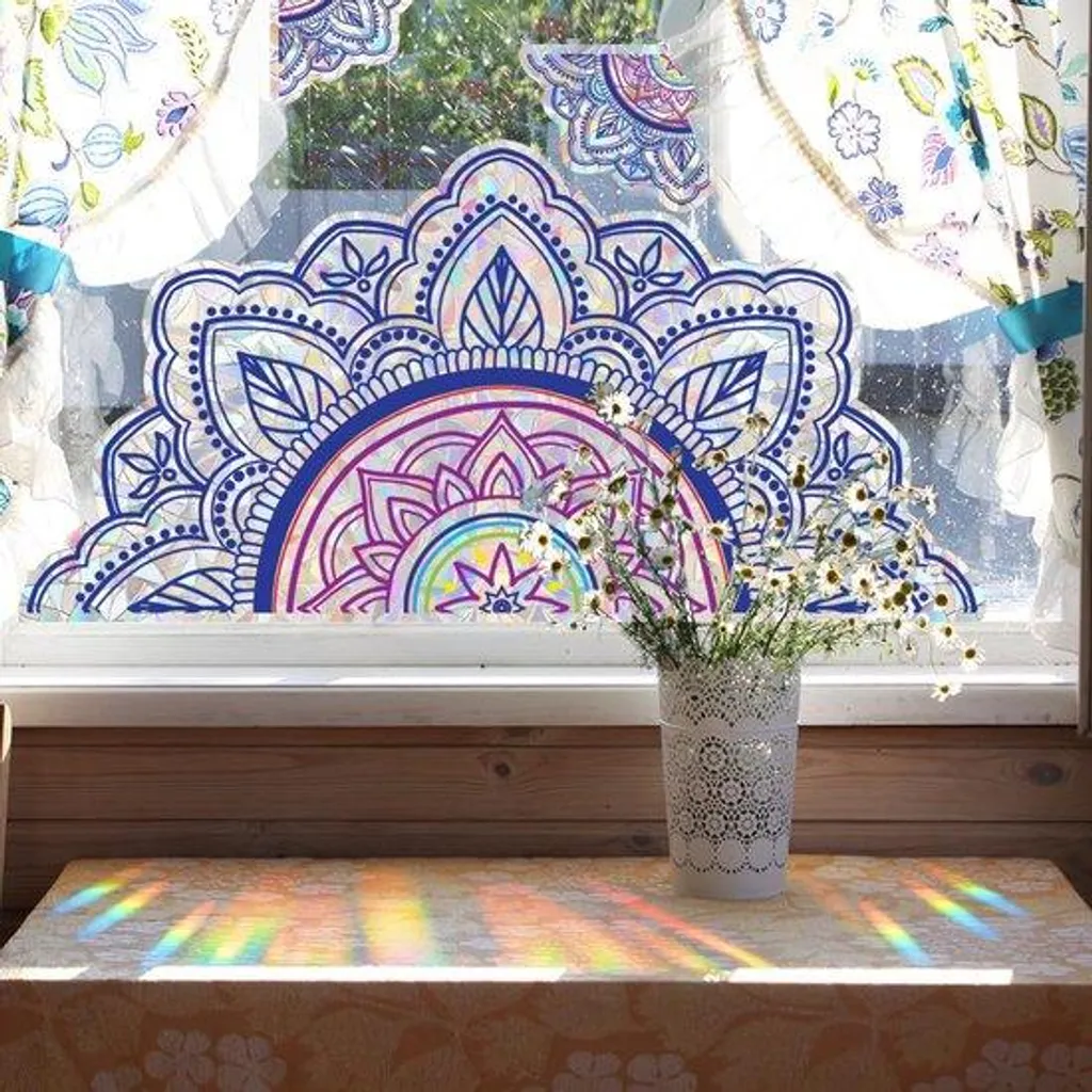 Film occulultant prisme floral pour intimité et déco de porte vitrée