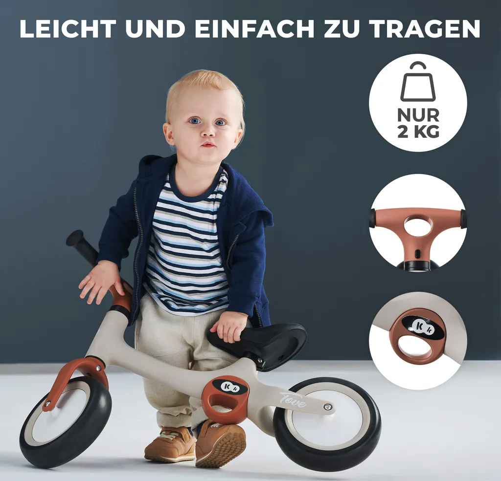 Draisienne Évolutive Kinderkraft Tove Desert Beige pour Balades au Parc