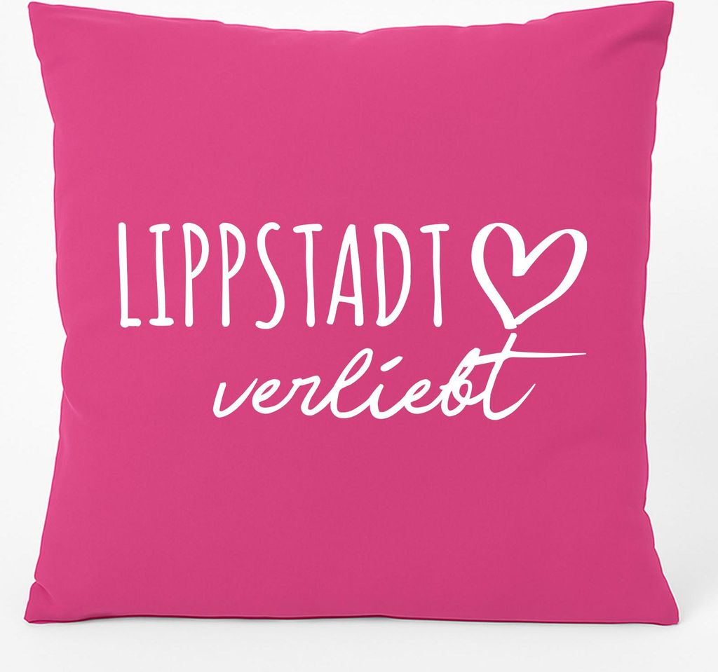 Huuraa Kissen Lippstadt verliebt 40x40cm mit Füllung Fuchsia Baumwolle Dekokissen Geschenkidee