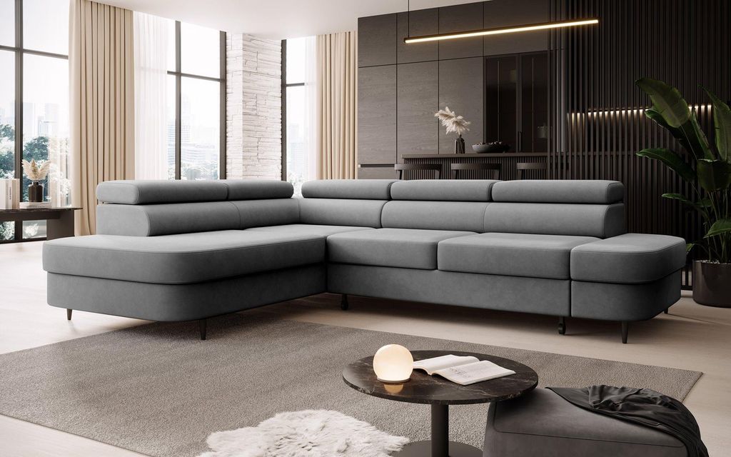 FurMeb24 ECKSOFA LUNA - 275 x 203 cm vena 18 - mit schlaffunktion und bettkasten - linke seite