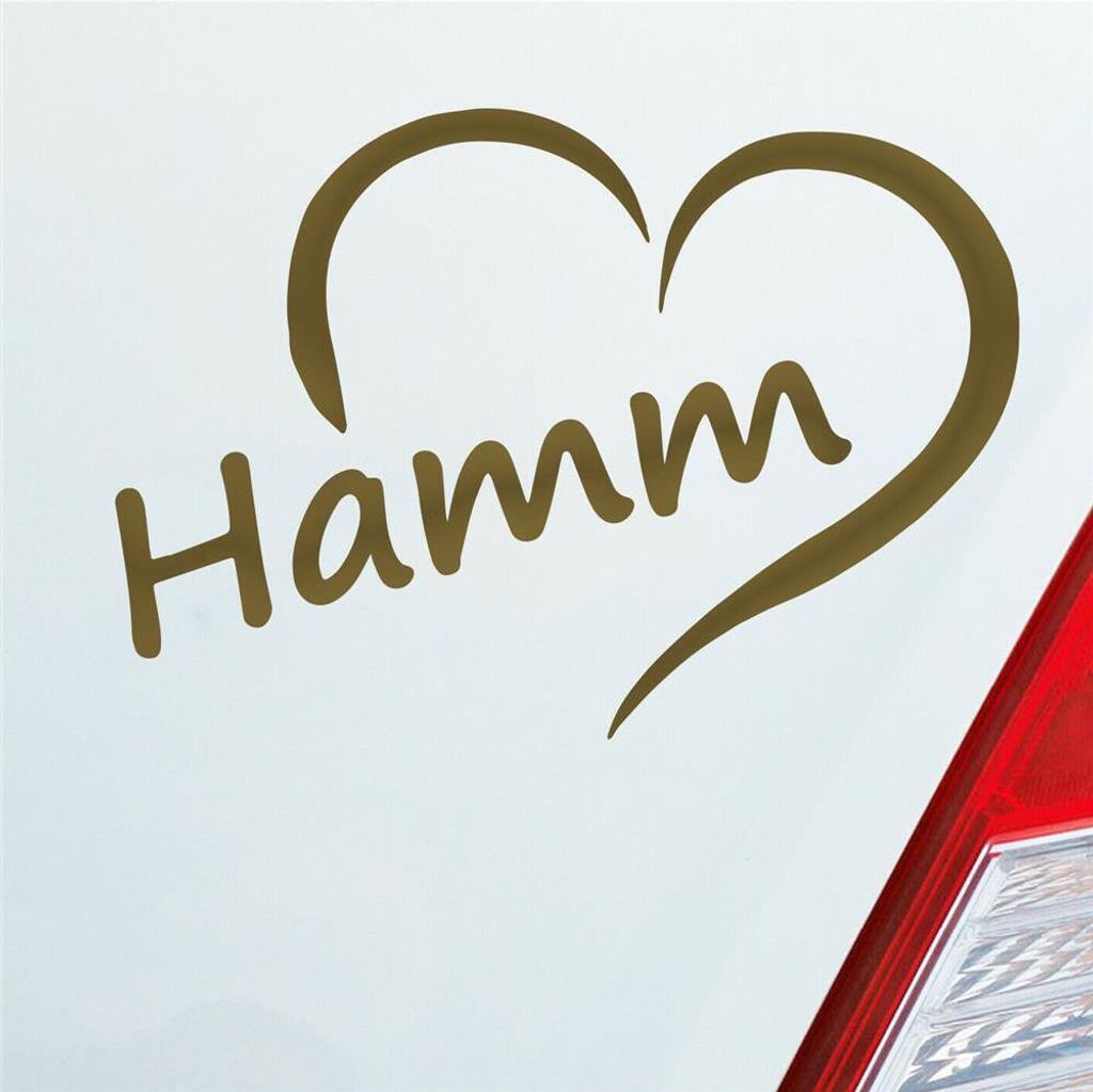 Auto Aufkleber Hamm Herz Stadt City Liebe Love Heimat 12x8 cm Gold Sticker Heckscheibenaufkleber