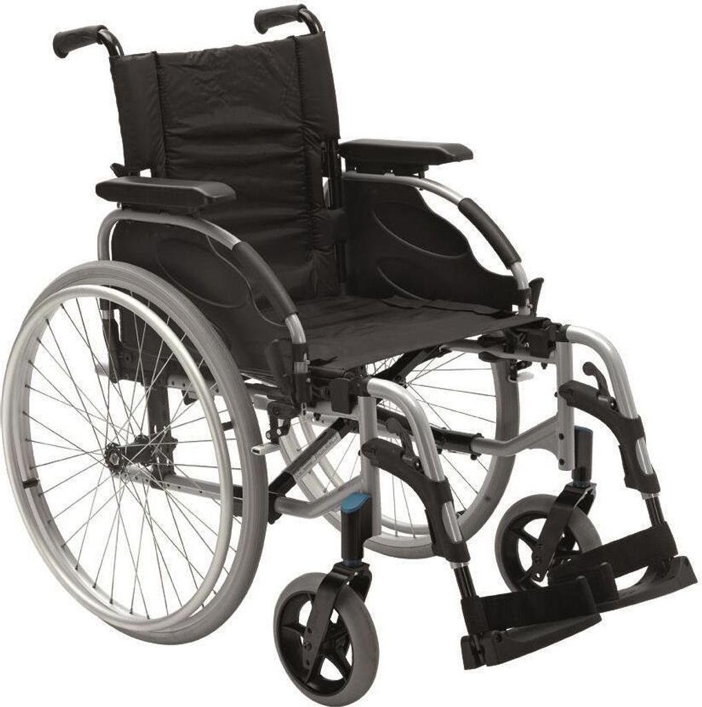 Rollstuhl Action 2 NG mit Seitenteil lang, mit Trommelbremse silbergrau>>>>SB 50,5 cm