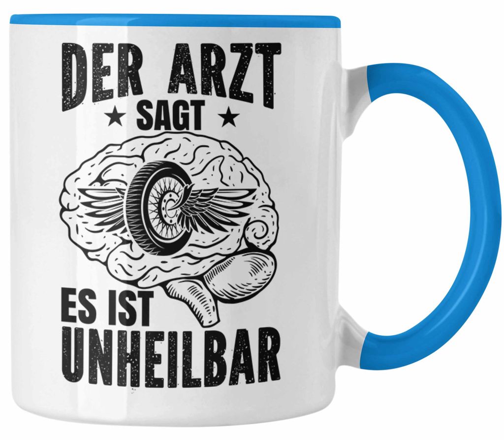 Motorradfahrer Tasse Geschenk Spruch für Männer Lustige Geschenkidee Motorrad Grafik (Blau)