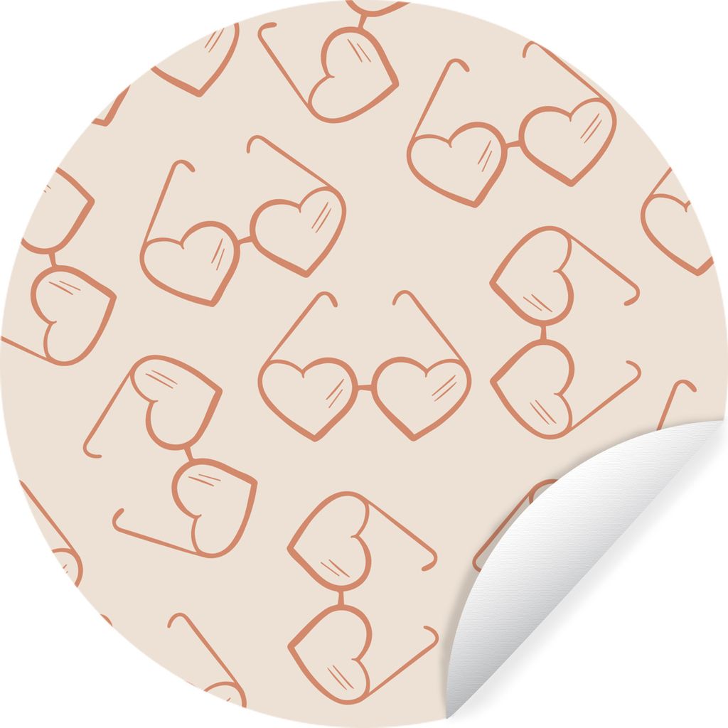 MuchoWow Runde Wandtattoo - Wandsticker Tapete Aufkleber Sonnenbrille - Herz - Sommer Ø 100 cm Selbstklebend und Repositionierbar - Wandaufklebe...