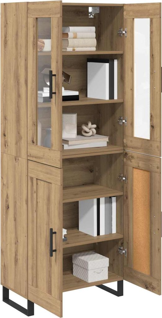 Stabli Highboard 2 pcs - Montage erforderlich - Artisan-Eiche Engineered Wood und Glas - DE532787 - Kommoden