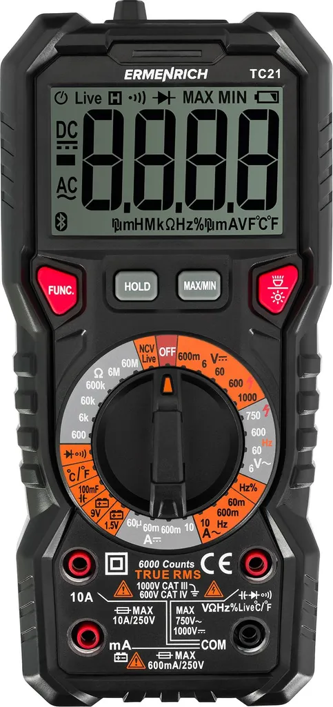 Ermenrich Zing TC21 Multimètre Numérique 82985 Haute Précision RMS