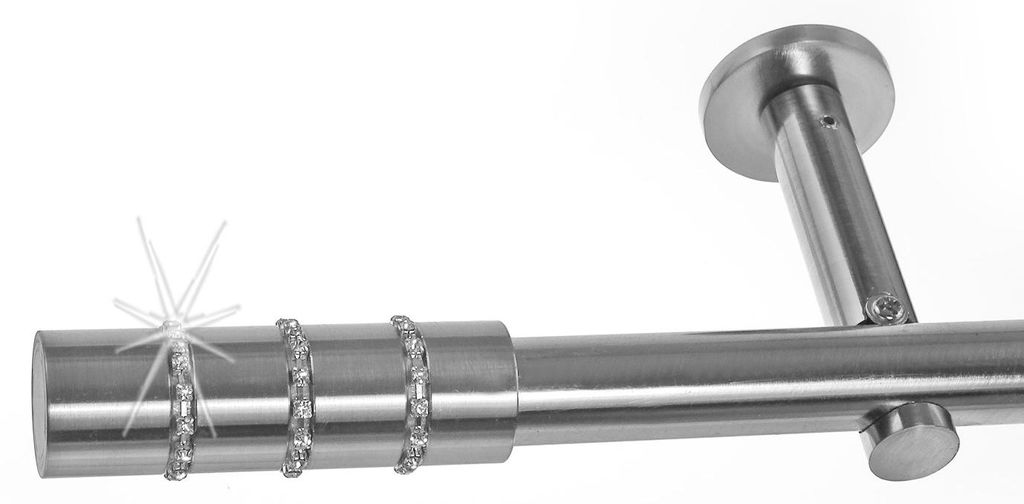 Gardinenstange mit Wandhalterung I Metall Edelstahl Look Produktbild 