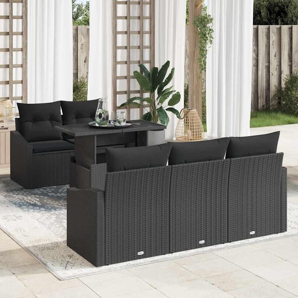 Maison Exclusive - Garten-Sofa-Set mit Kissen 6 pcs Schwarz Poly-Rattan
