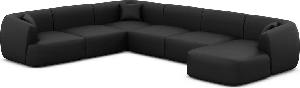 Kunstleder U-Form XXL Wohnlandschaft Elvira Schwarz Rechts