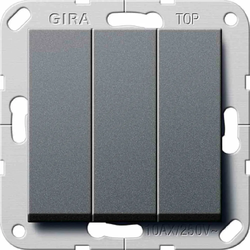 Bouton-poussoir triple pour variateur et domotique Gira 284428 gris
