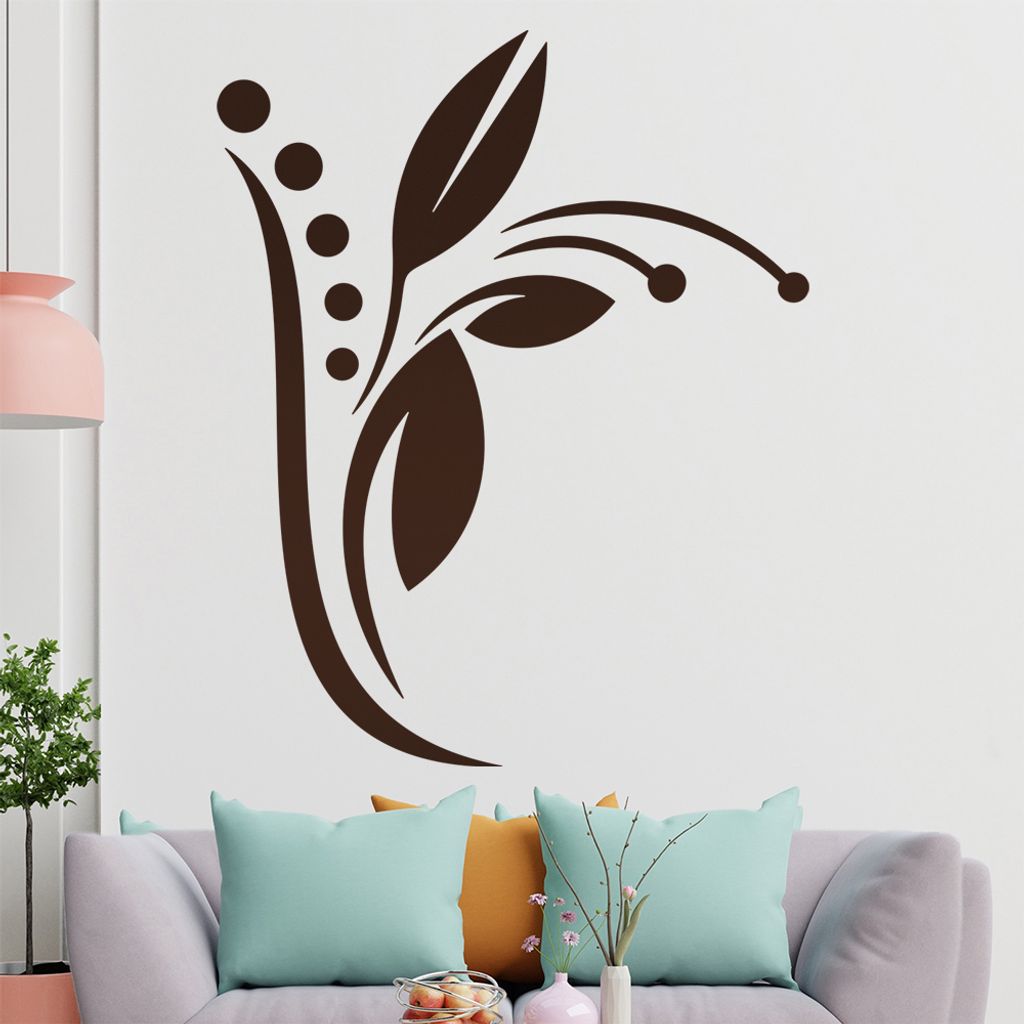 Blume - Linien Punkte Wandtattoo in 6 Größen - Wandaufkleber Wall Sticker - Dekoration, Küche, Wohnzimmer, Schlafzimmer, Badezimmer