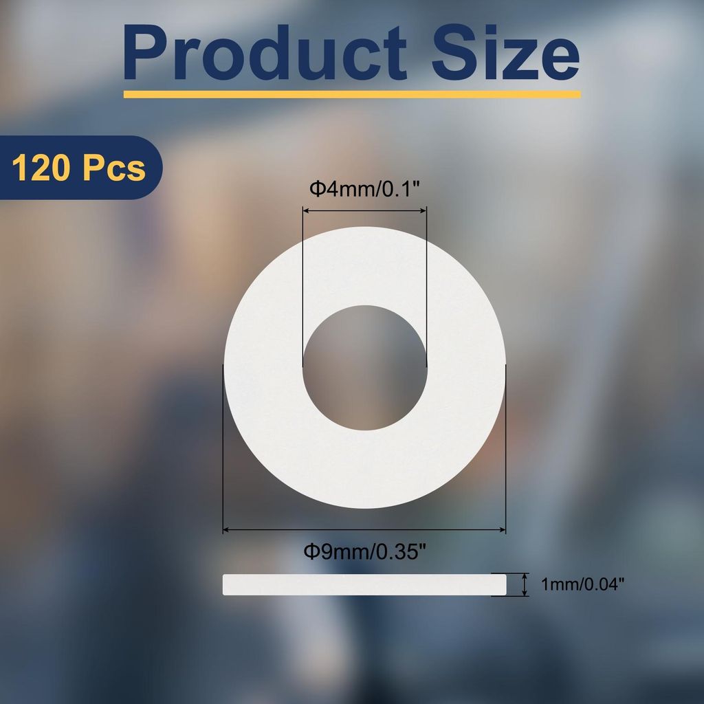 120 Stš¹ck M4 Nylon Flachdichtungen 4mm ID 9mm OD 1mm dick Unterlegscheiben Dichtungen Kunststoff-Blatt-Dichtung Befestigungsmittel Dichtungsring...