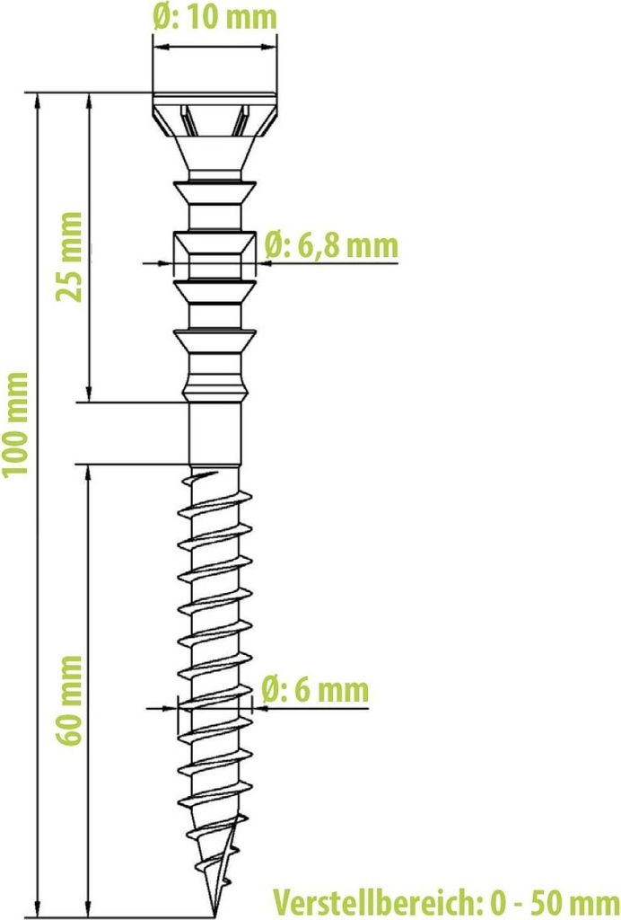 Eurotec Justierschraube Justitec 6,0x100 mm, 100 Stk. Produktbild 2