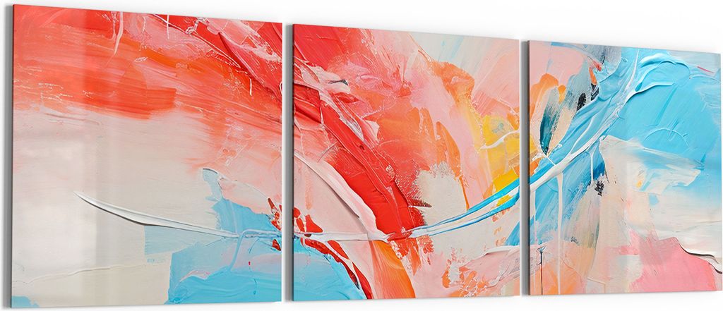 DEQORI Glasbild Echtglas 3x50x50 cm 'Gefühlswirbel in Farben' Wandbilder XXL groß