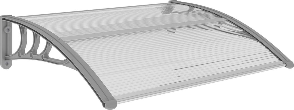 Vordach für Haustür 100 x 75 cm Pultbogenvordach Überdachung aus Aluminium und Polycarbonat Pultvordach mit UV Schutz Haustürvordach für Balkon