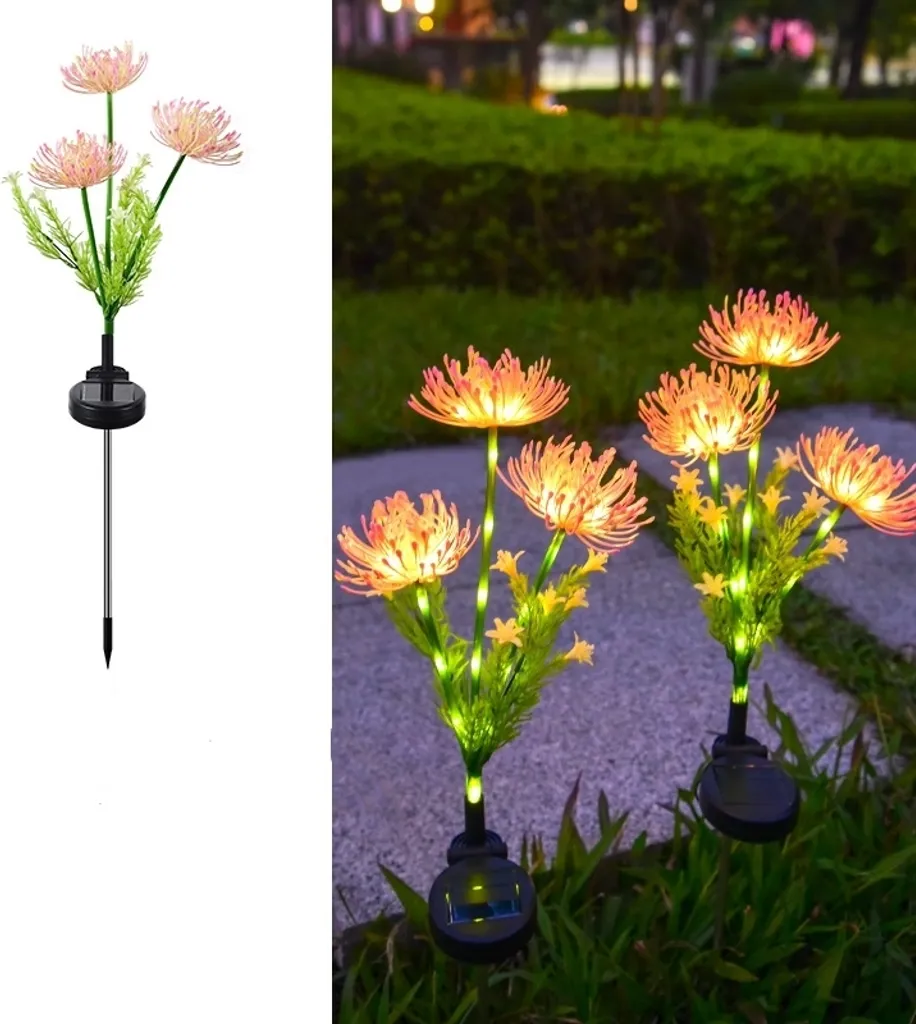 Éclairage solaire jardin sans fil - Rose LED pour extérieur autonome