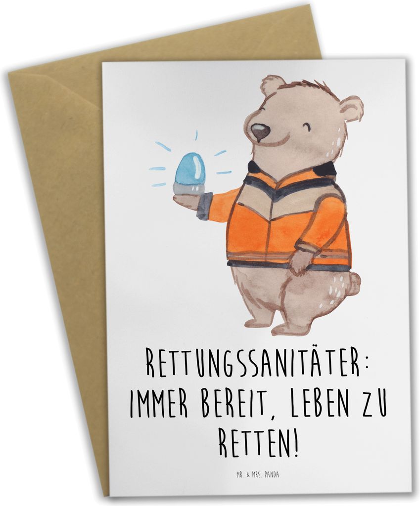 Mr. & Mrs. Panda babykarte Rettungssanitäter Held - Weiß - Geschenk, Grußkarten, Geschenkidee, Danke sagen, Leben retten, Helfer, Handgefertigt,...