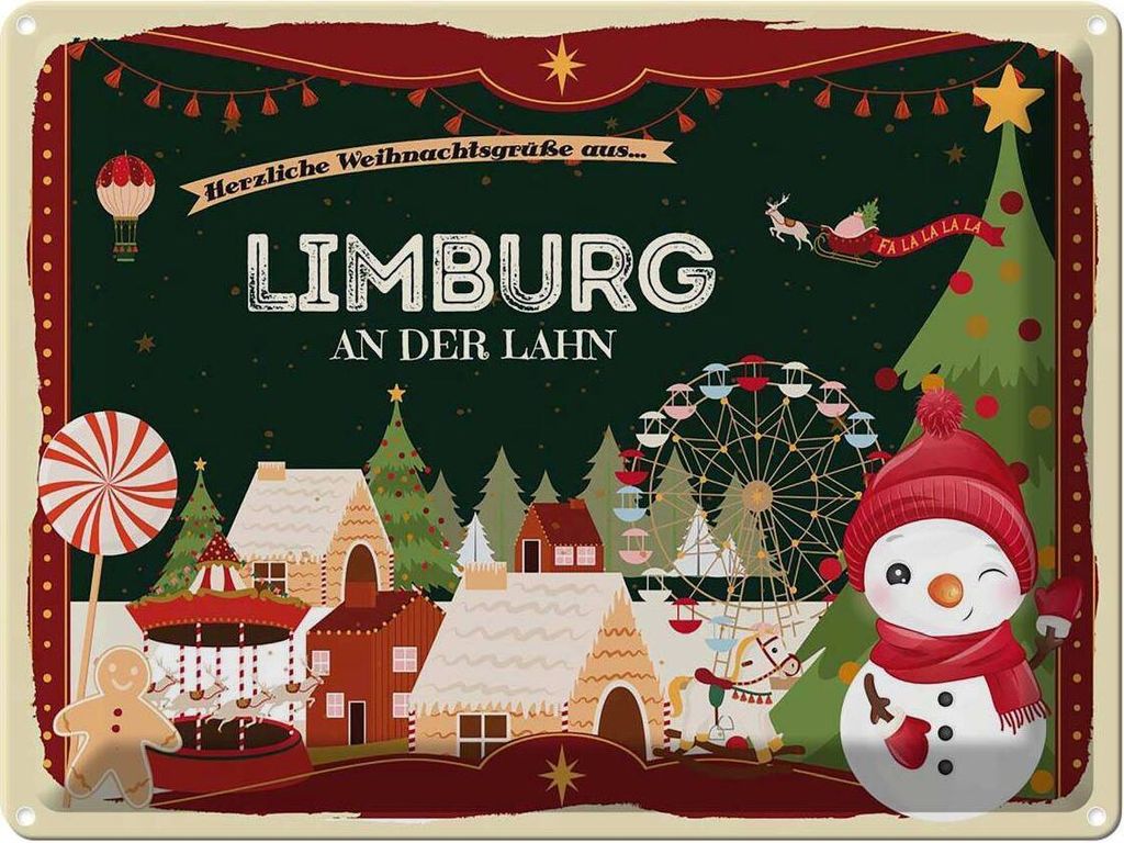 vianmo Blechschild 30x40 cm Weihnachtsgrüße aus Limburg an der Lahn Weihnachten