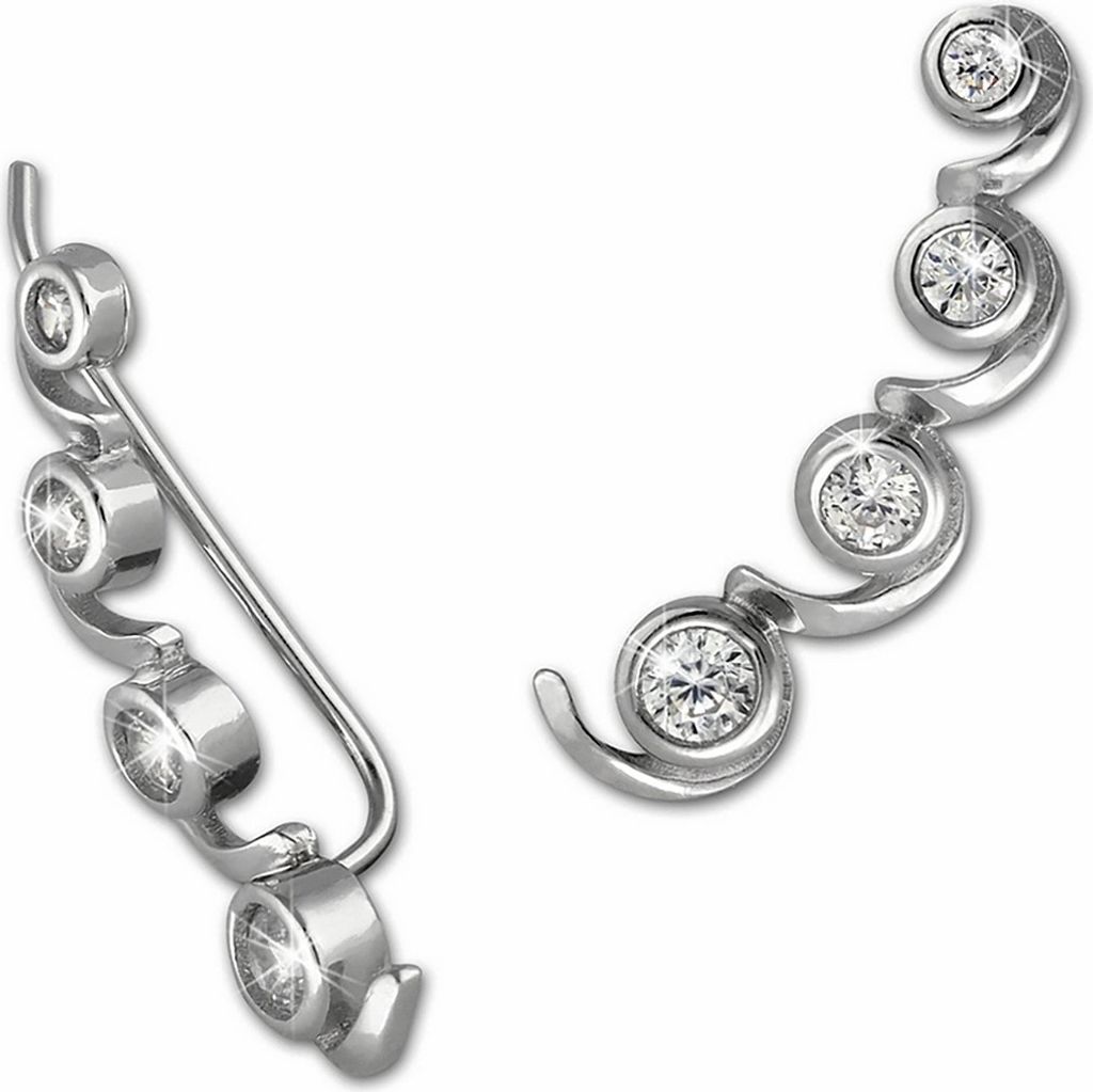 SilberDream weiß Ohrringe Ear Cuff Welle Zirkonia 925 Silber Ohrklemmen GSO417W