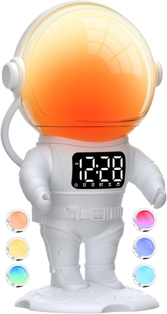 Sonnenaufgangs-Simulator-Wecker mit Bluetooth-Lautsprecher, 7 Klingeltönen, 21 Schlafgeräuschen, 22 Lichtfarben, Schlummerfunktion, Timer, Astron...