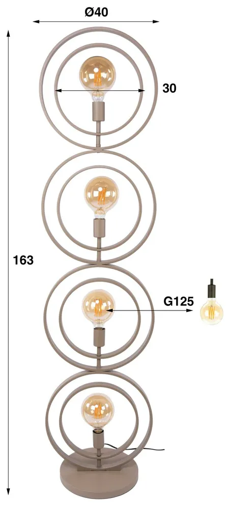 Lampadaire design beige 163 cm - Solution d'éclairage pour petits espaces - 5
