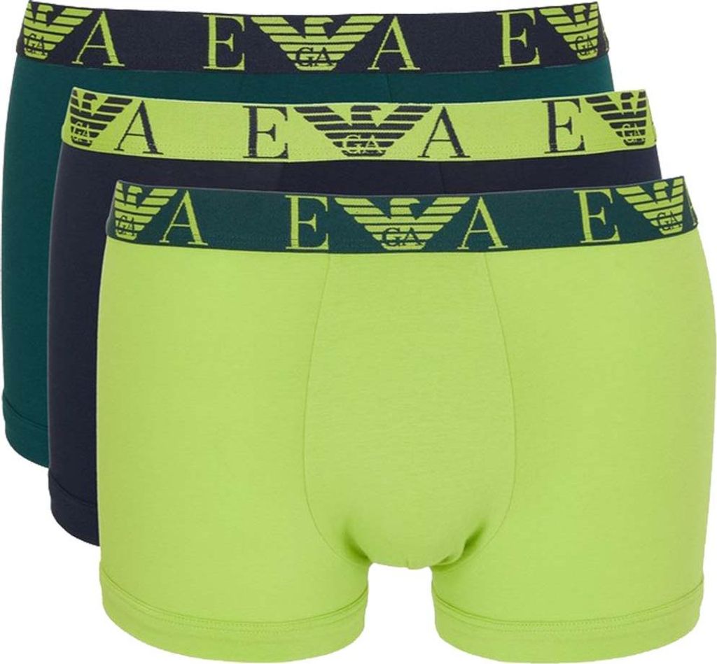 EMPORIO ARMANI Herren-Boxershorts, 3er-Pack, sichtbarer Gummizug, elastische Baumwolle, Art. EM000259 AF10778, S, Cotone 95%,Elasthan 5%