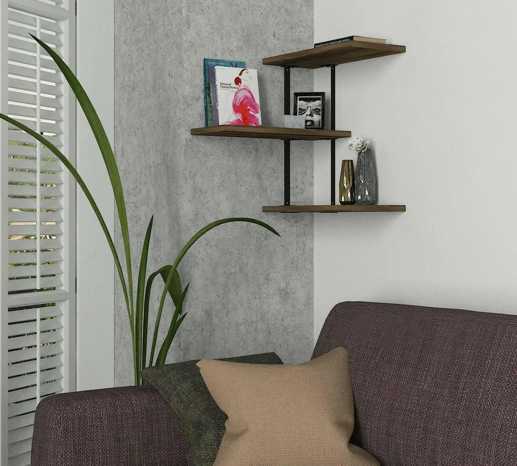 Étagère Compacte 3 Tablettes Noyer Marron Ékeka Design Moderne - 4
