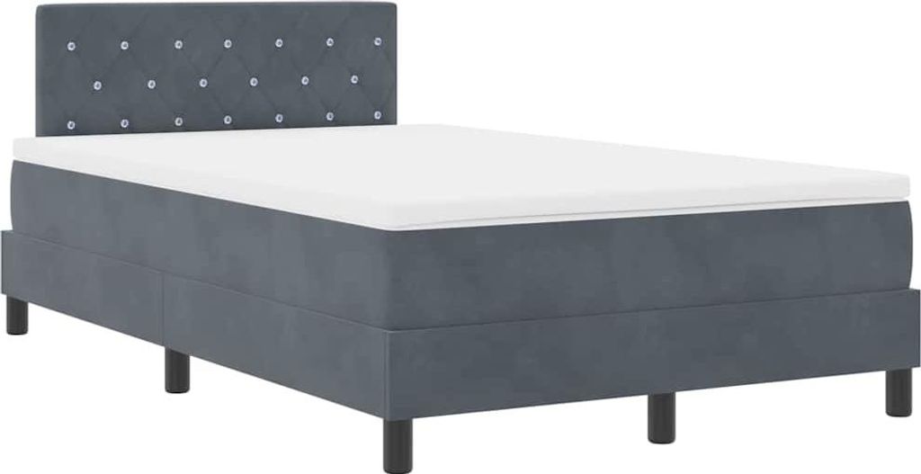 vidaXL LED Boxspringbett mit Matratze Dunkelgrau 120 x 200 cm Samt