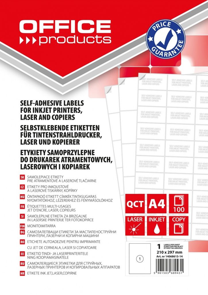 Bürobedarf – Weiße Etiketten, 210 x 297 mm, 100 Blatt
