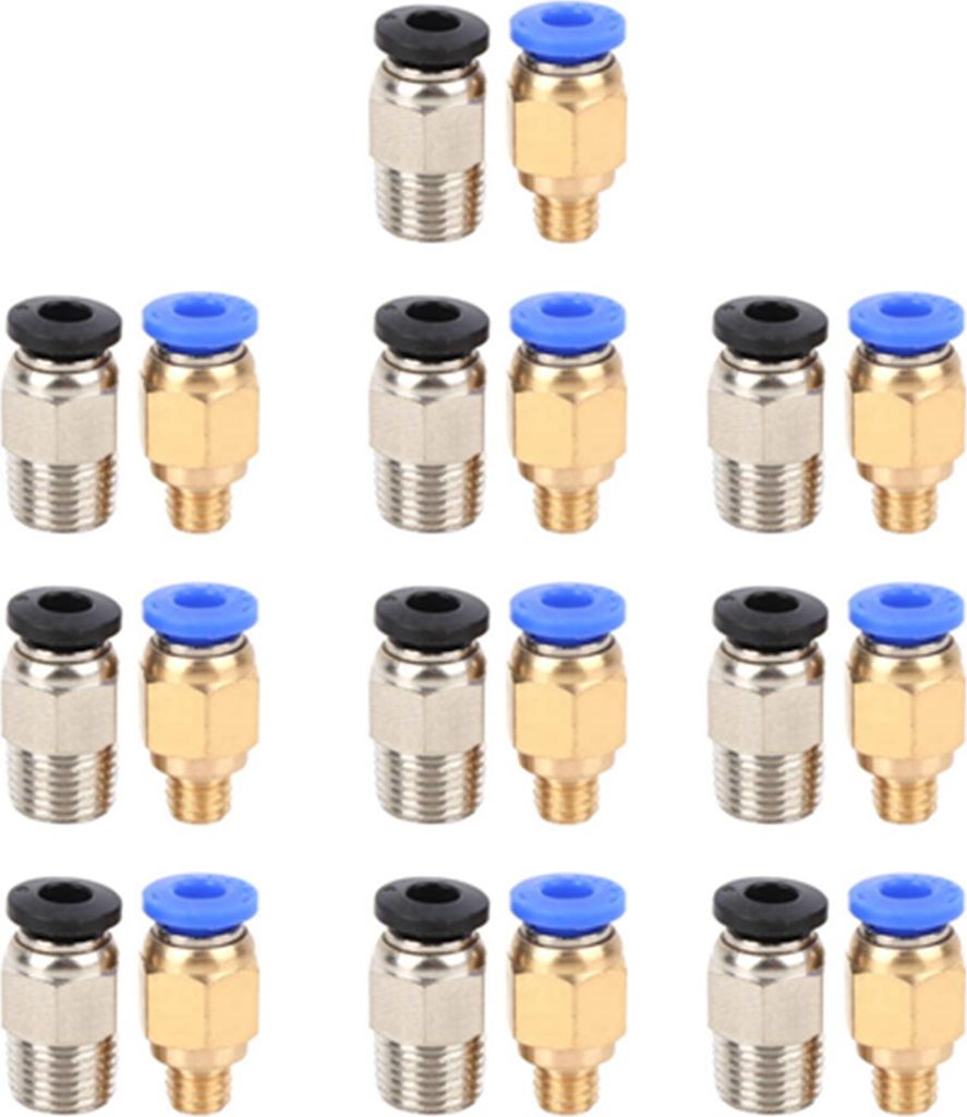 20 Stück gerade pneumatische Push-Connect-Anschlüsse für Bowden-Ex-3D-Drucker PC4‐M10/PC4‐M6