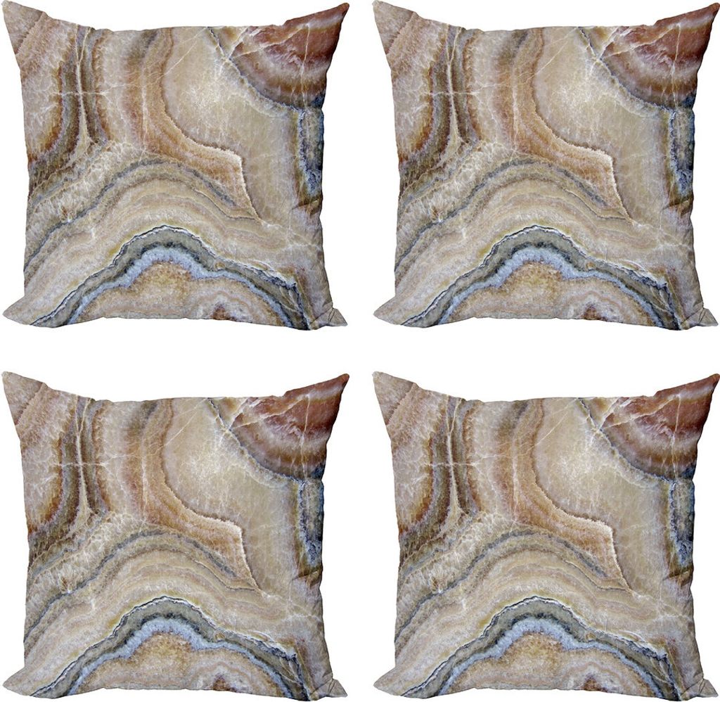 ABAKUHAUS Marmor Kissenbezug Set (4 Stück), Surreal Onyx Oberfläche, Moderner Doppelseitiger Digitaldruck, 45 cm x 45 cm, Zimt Beige Tan
