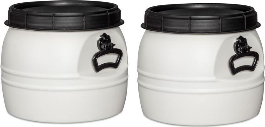 2 x 30 Liter weiß Futtertonne Weithalsfass mit Drehdeckel Transporttonne Fass mit Schraubdeckel
