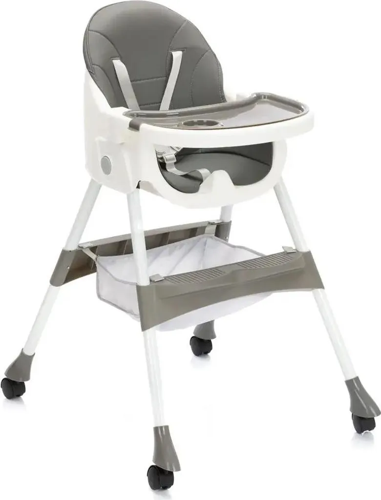 Chaise haute Fillikid Finn grise stable et évolutive contre les chutes