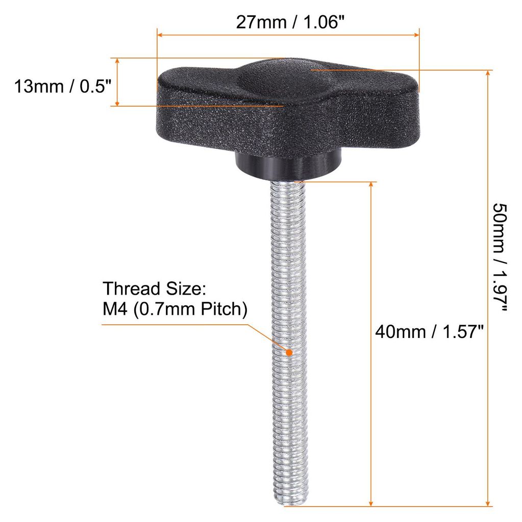 10 Stš¹ck R?ndelschrauben mit T Flš¹gelkn?pfe M4 x 40mm Kunststoff T-Kopf Gewindebolzen Klemmschraube Flš¹gelschraube Haltegriffe 27mm Klemmk...
