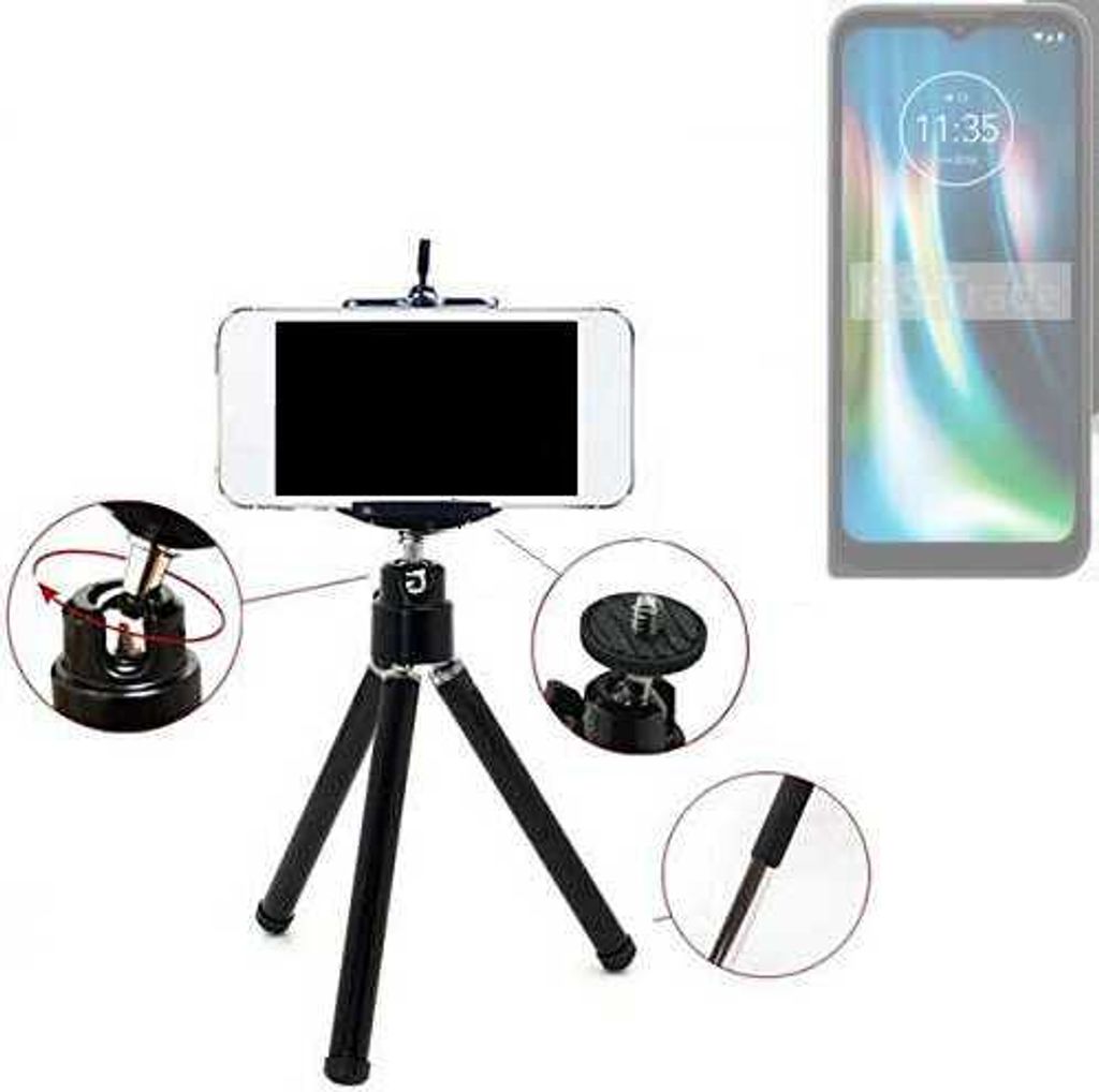 K-S-Trade Smartphone Stativ Dreibein kompatibel mit Motorola Defy 2 Tripod aus Aluminium Klemmstativ Stativ Adapter für Mobiltelefone schwarz 1x