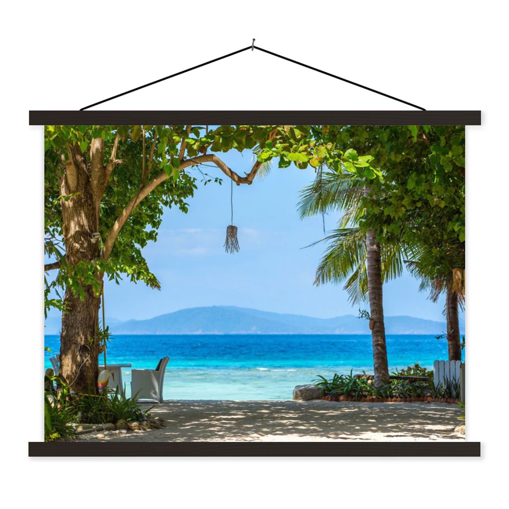 MuchoWow Textilposter Tropisch - Strand - Meer 150x113 cm mit schwarzem Rahmen - Wohnzimmer