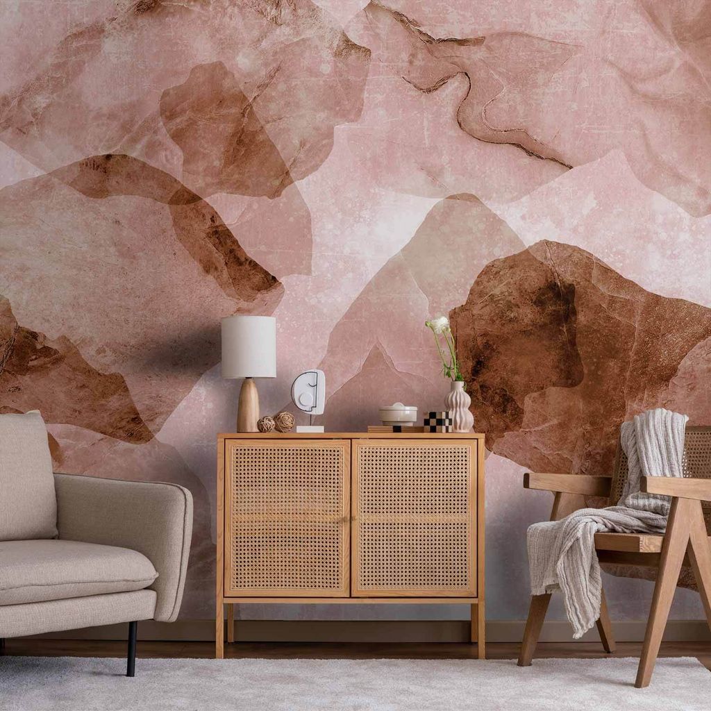 Vlies Fototapete - Pink terrazzo - minimalist background in marble watercolour pattern 250x175 cm Muster f-A-10014-a-b