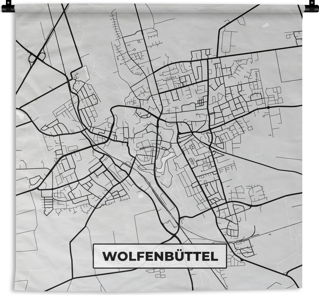 MuchoWow Wandteppich Wandbehang Stadtplan - Wolfenbüttel - Karte - Deutschland 90x90 cm Tapisserie Dekoration Wandtuch - Wandaufhänger