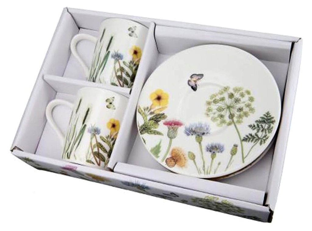 Espresso-Set aus Porzellan mit Wildblumen-Muster