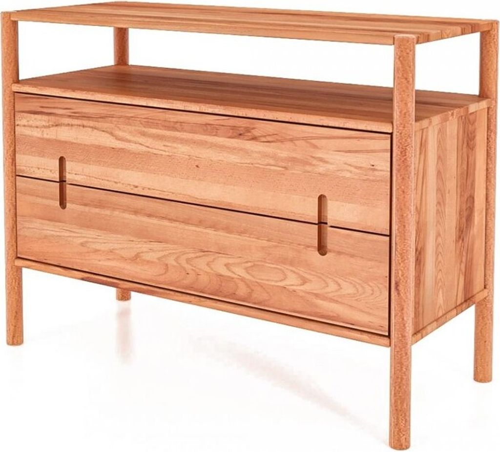Kommode Zola Kernbuche massiv 108x84 cm mit 2 Schubladen