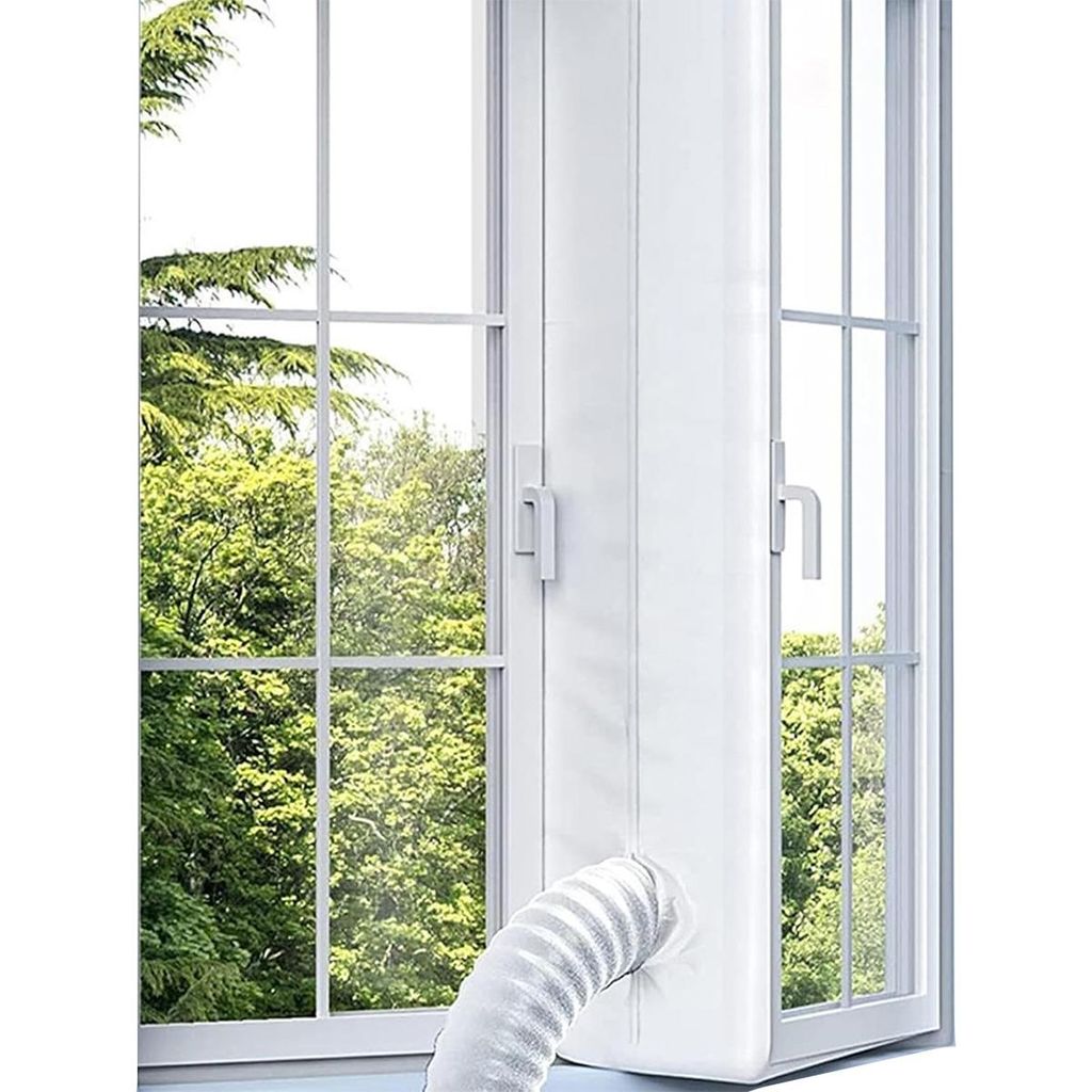 Fensterabdichtung für mobile Klimaanlagen 400 cm, Weiß, Selbstklebend, Hitzeschutz, Für Fenster & Dachfenster