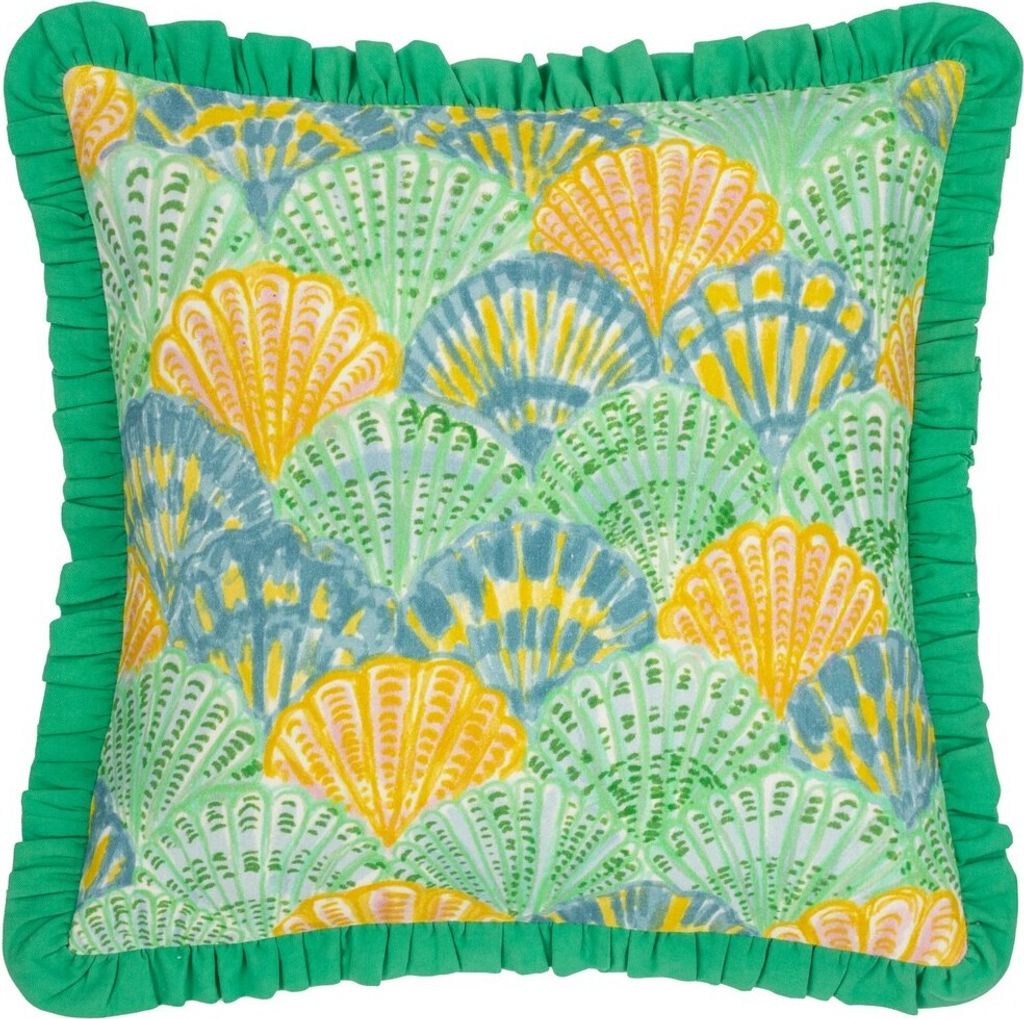 Furn - Muschelschale - Kissenhülle Rüschen RV3512 (50 cm x 50 cm) (Grün)
