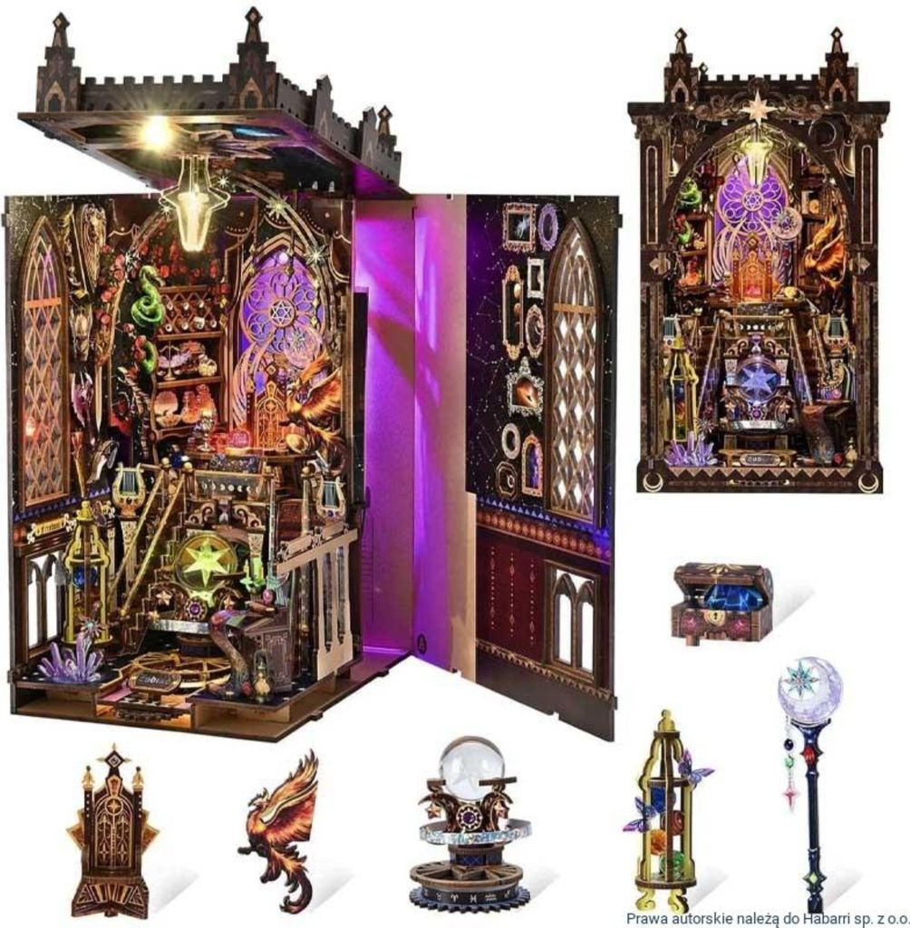Habarri | DIY Book Nook - Der mystische Tierkreis - Puzzle 3D - Miniatur Haus Kit mit Möbeln und LED-Licht - Buch Ecke Kit